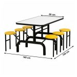 Mesa para Refeitório ESCAMOTEÁVEL 06 Lugares MDP Branco de 25 mm – Assento AMARELO – 50602 VILLA Móveis para Escritório Escamoteável 06 Lugares 13