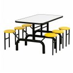 Mesa para Refeitório ESCAMOTEÁVEL 06 Lugares MDP Branco de 25 mm – Assento AMARELO – 50602 VILLA Móveis para Escritório Escamoteável 06 Lugares 14