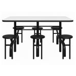 Mesa para Refeitório ESCAMOTEÁVEL 06 Lugares MDP Branco de 25 mm – Assento PRETO – 50604 VILLA Móveis para Escritório Escamoteável 06 Lugares 12