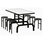 Mesa para Refeitório ESCAMOTEÁVEL 06 Lugares MDP Branco de 25 mm – Assento PRETO – 50604 VILLA Móveis para Escritório Escamoteável 06 Lugares 11