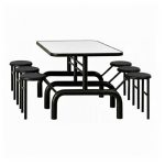 Mesa para Refeitório ESCAMOTEÁVEL 06 Lugares MDP Branco de 25 mm – Assento PRETO – 50604 VILLA Móveis para Escritório Escamoteável 06 Lugares 14