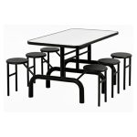Mesa para Refeitório ESCAMOTEÁVEL 06 Lugares MDP Branco de 25 mm – Assento PRETO – 50604 VILLA Móveis para Escritório Escamoteável 06 Lugares 16
