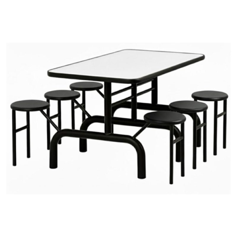 Mesa para Refeitório ESCAMOTEÁVEL 06 Lugares MDP Branco de 25 mm – Assento PRETO – 50604 VILLA Móveis para Escritório Escamoteável 06 Lugares 8