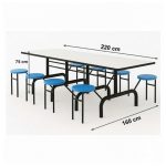 Mesa para Refeitório ESCAMOTEÁVEL 08 Lugares MDP Branco de 25 mm – Assento AZUL – 50801 VILLA Móveis para Escritório Escamoteável 08 Lugares 13