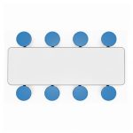 Mesa para Refeitório ESCAMOTEÁVEL 08 Lugares MDP Branco de 25 mm – Assento AZUL – 50801 VILLA Móveis para Escritório Escamoteável 08 Lugares 14