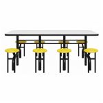 Mesa para Refeitório ESCAMOTEÁVEL 08 Lugares MDP Branco de 25 mm – Assento AMARELO – 50802 VILLA Móveis para Escritório Escamoteável 08 Lugares 12