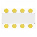 Mesa para Refeitório ESCAMOTEÁVEL 08 Lugares MDP Branco de 25 mm – Assento AMARELO – 50802 VILLA Móveis para Escritório Escamoteável 08 Lugares 14