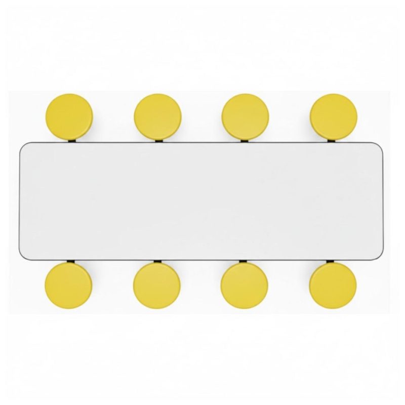 Mesa para Refeitório ESCAMOTEÁVEL 08 Lugares MDP Branco de 25 mm – Assento AMARELO – 50802 VILLA Móveis para Escritório Escamoteável 08 Lugares 6
