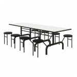 Mesa para Refeitório ESCAMOTEÁVEL 08 Lugares MDP Branco de 25 mm – Assento PRETO – 50804 VILLA Móveis para Escritório Escamoteável 08 Lugares 11