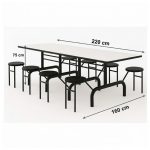 Mesa para Refeitório ESCAMOTEÁVEL 08 Lugares MDP Branco de 25 mm – Assento PRETO – 50804 VILLA Móveis para Escritório Escamoteável 08 Lugares 13