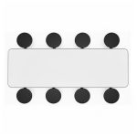 Mesa para Refeitório ESCAMOTEÁVEL 08 Lugares MDP Branco de 25 mm – Assento PRETO – 50804 VILLA Móveis para Escritório Escamoteável 08 Lugares 19