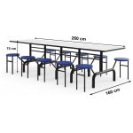 Mesa para Refeitório ESCAMOTEÁVEL 10 Lugares MDP Branco de 25 mm – Assento AZUL – 50901 VILLA Móveis para Escritório Escamoteável 10 Lugares 13