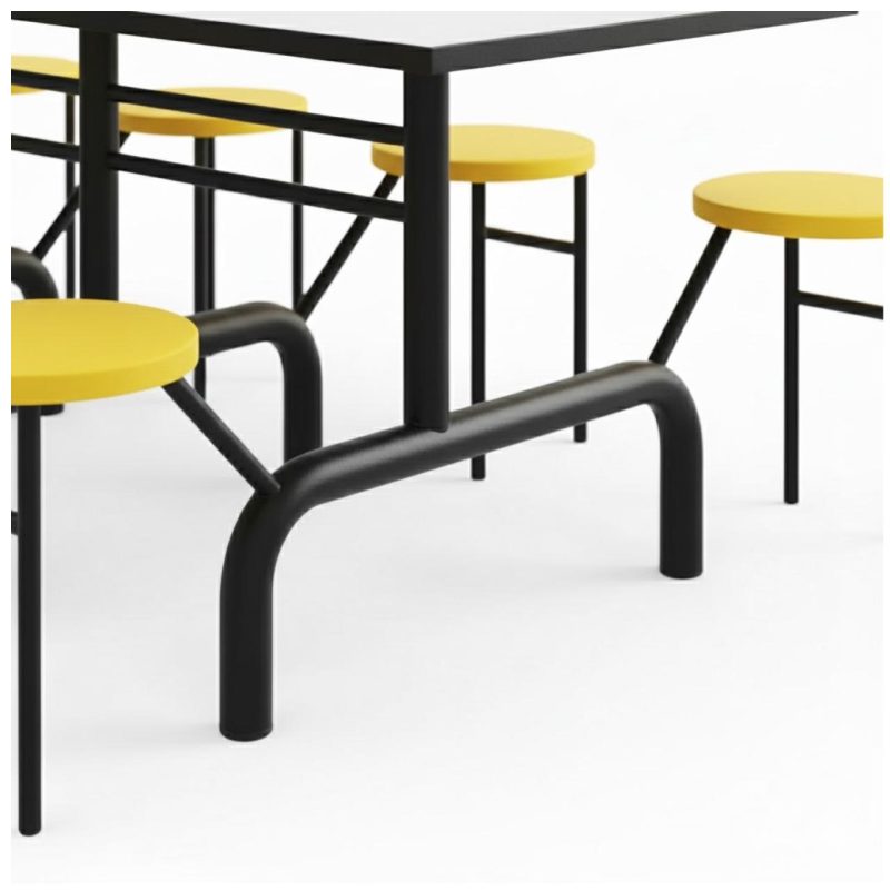 Mesa para Refeitório ESCAMOTEÁVEL 10 Lugares MDP Branco de 25 mm – Assento AMARELO – 50902 VILLA Móveis para Escritório Escamoteável 10 Lugares 8