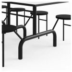 Mesa para Refeitório ESCAMOTEÁVEL 10 Lugares MDP Branco de 25 mm – Assento PRETO – 50903 VILLA Móveis para Escritório Escamoteável 10 Lugares 15