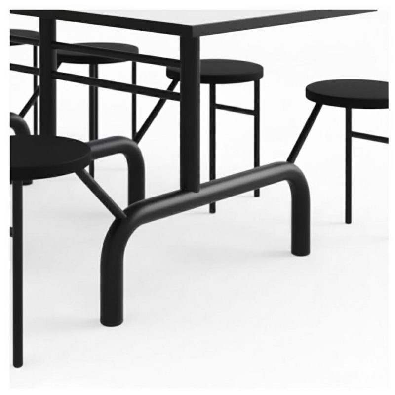 Mesa para Refeitório ESCAMOTEÁVEL 10 Lugares MDP Branco de 25 mm – Assento PRETO – 50903 VILLA Móveis para Escritório Escamoteável 10 Lugares 7