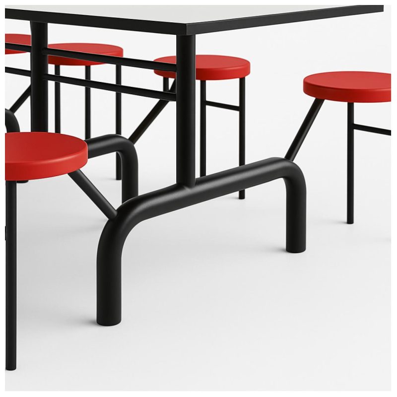 Mesa para Refeitório ESCAMOTEÁVEL 10 Lugares MDP Branco de 25 mm – Assento VERMELHO – 50904 VILLA Móveis para Escritório Escamoteável 10 Lugares 7